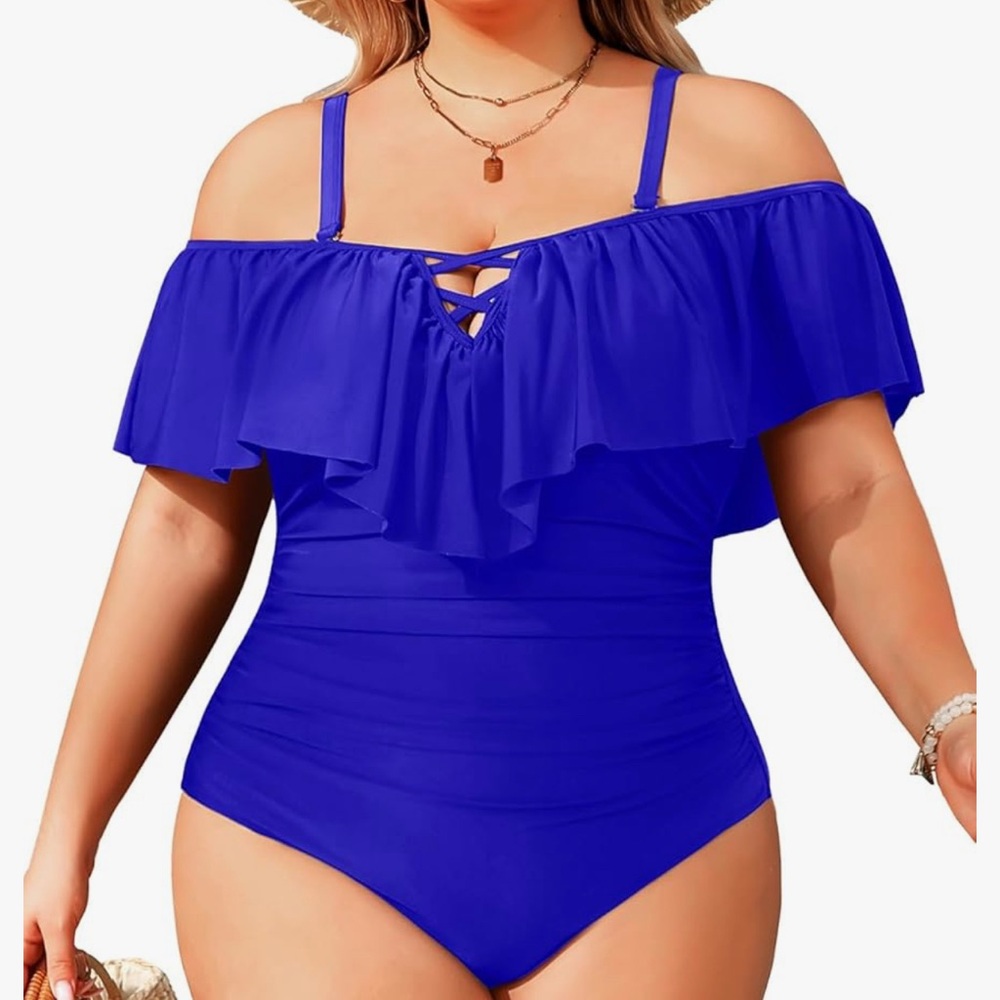 Women’s Plus Size One Piece Swimsuit in Vibrant Blue